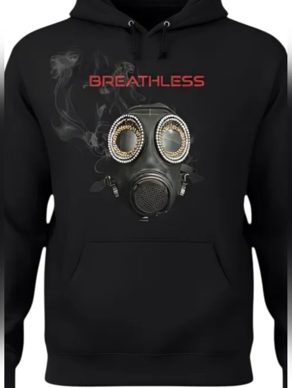 BREATHLESS Black Graphic Iced Out Gas Mask Hoodie for Men Women And Kids